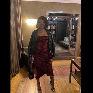 Ruched Burgundy Velvet Maxi Dress